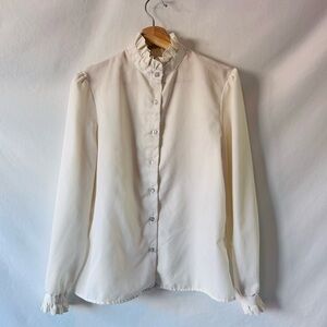 Vintage John Meyer Ivory Ruffle Neck Blouse 14